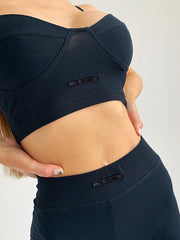 Load image into Gallery viewer, Ribbed Knitted Crop Top And Shorts
