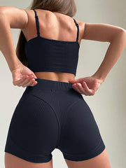 Load image into Gallery viewer, Ribbed Knitted Crop Top And Shorts
