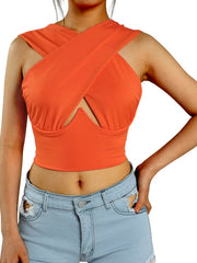 Load image into Gallery viewer, Cross Front Halter Top
