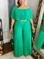 Load image into Gallery viewer, Off-Shoulder Pleated Jumpsuit
