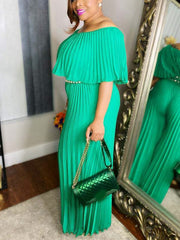 Load image into Gallery viewer, Off-Shoulder Pleated Jumpsuit
