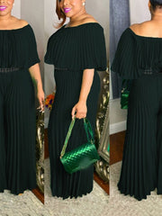 Load image into Gallery viewer, Off-Shoulder Pleated Jumpsuit
