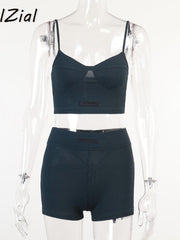 Load image into Gallery viewer, Ribbed Knitted Crop Top And Shorts
