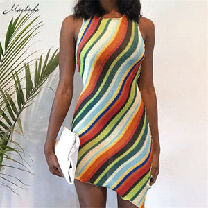 Diagonal Stripes Summer Dress