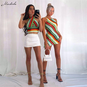 Diagonal Stripes Summer Dress