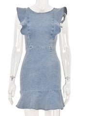 Load image into Gallery viewer, Ruffle Denim Dress
