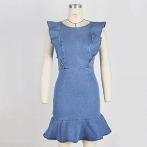 Ruffle Denim Dress