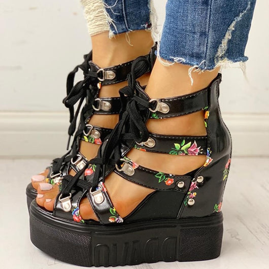 CHUNKY FLORAL WEDGES