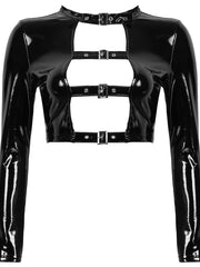 Load image into Gallery viewer, Shiny Faux Leather Top
