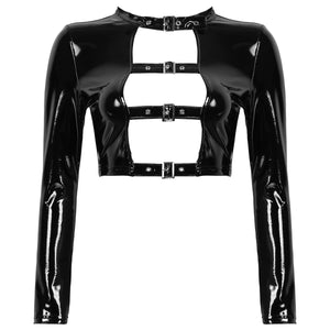 Shiny Faux Leather Top