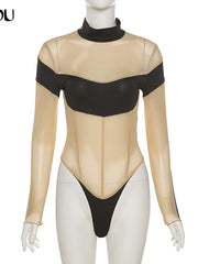 Load image into Gallery viewer, Sheer Patchwork Bodysuit
