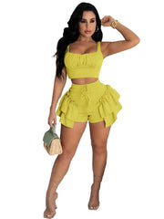 Load image into Gallery viewer, Crop Top &amp; Ruffles Shorts
