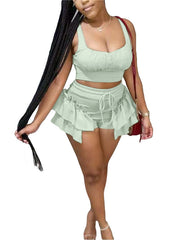 Load image into Gallery viewer, Crop Top &amp; Ruffles Shorts
