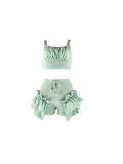 Load image into Gallery viewer, Crop Top &amp; Ruffles Shorts
