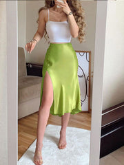 Load image into Gallery viewer, Spaghetti Strap Crop Top &amp; Satin Skirt
