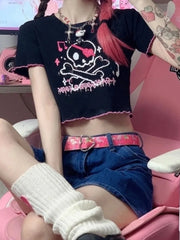 Load image into Gallery viewer, Cute Skull Crop Top
