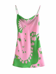 Load image into Gallery viewer, Green &amp; Pink Slip Dress
