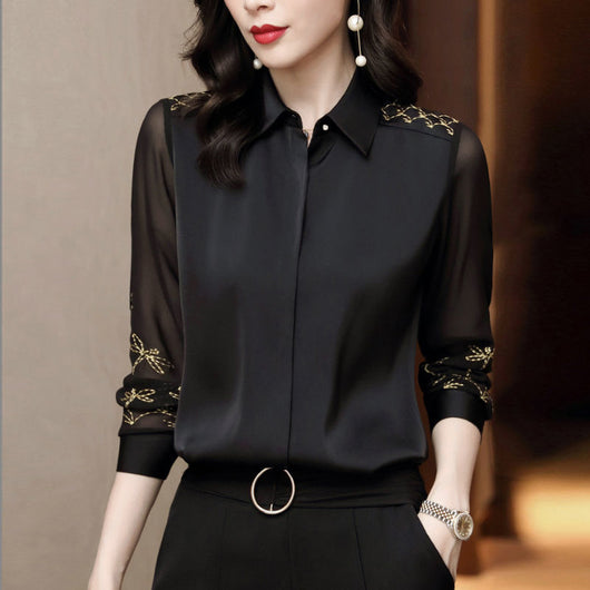 Long Sleeve Chiffon Blouse