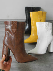 Load image into Gallery viewer, Faux Leather High Heel Ankle Boots
