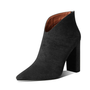 Faux Leather High Heel Ankle Boots