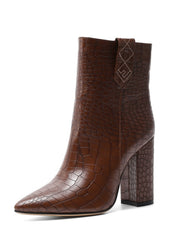 Load image into Gallery viewer, Faux Leather High Heel Ankle Boots
