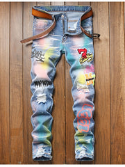 Load image into Gallery viewer, Water Color Embroidered Jeans
