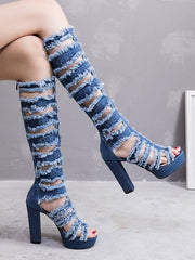 Load image into Gallery viewer, Cutout Denim Boots
