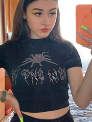 Load image into Gallery viewer, Rhinestone Graphic Crop top
