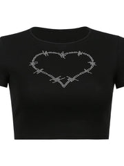 Load image into Gallery viewer, Rhinestone Graphic Crop top

