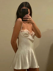 Load image into Gallery viewer, Satin Lace Spaghetti Strap Dress
