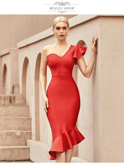 Load image into Gallery viewer, One Off Shoulder Asymmetric Dress
