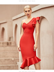 Load image into Gallery viewer, One Off Shoulder Asymmetric Dress
