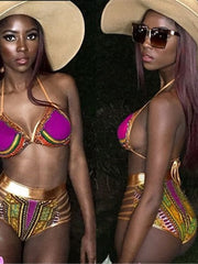 Load image into Gallery viewer, Halter Ethnic Print Bikini

