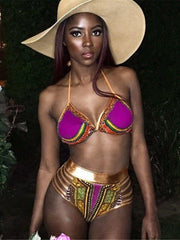 Load image into Gallery viewer, Halter Ethnic Print Bikini
