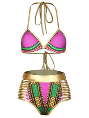 Load image into Gallery viewer, Halter Ethnic Print Bikini
