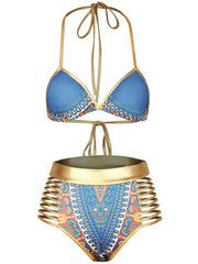Load image into Gallery viewer, Halter Ethnic Print Bikini
