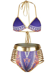 Load image into Gallery viewer, Halter Ethnic Print Bikini
