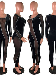 Load image into Gallery viewer, Sheer Velvet Bodycon Jumpsuit
