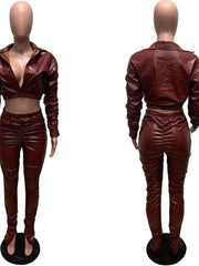 Load image into Gallery viewer, Faux Leather Two-Piece Outfit
