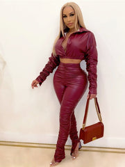 Load image into Gallery viewer, Faux Leather Two-Piece Outfit
