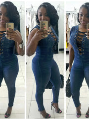 Load image into Gallery viewer, Front Lace-Up Jumpsuit
