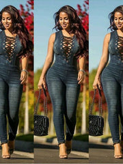 Load image into Gallery viewer, Front Lace-Up Jumpsuit
