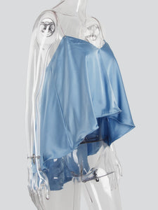 Draped Satin Ruffle Top