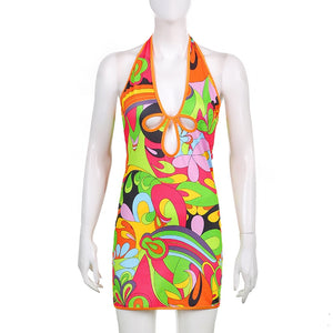 Colorful Halter Dress