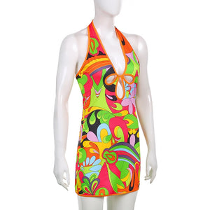 Colorful Halter Dress