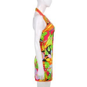 Colorful Halter Dress