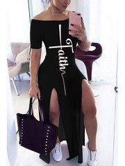 Load image into Gallery viewer, Off Shoulder Split Dress
