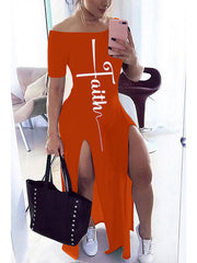 Load image into Gallery viewer, Off Shoulder Split Dress
