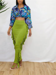 Load image into Gallery viewer, Long Fringe Edge Skirt
