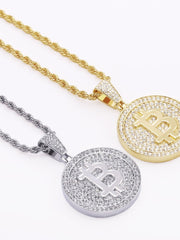 Load image into Gallery viewer, Bitcoin Iced Out Pendant Necklace

